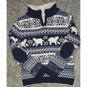 Aspen Kids Fair Isle Patterned Sweater with Polar Bear Motif Sz 2T